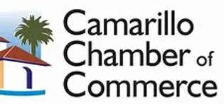 The image displays the logo of the Camarillo Chamber of Commerce, featuring a house and palm trees graphic next to the organization's name.