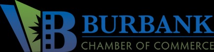 Logo for the Burbank Chamber of Commerce, featuring a stylized "B" with green and blue elements.